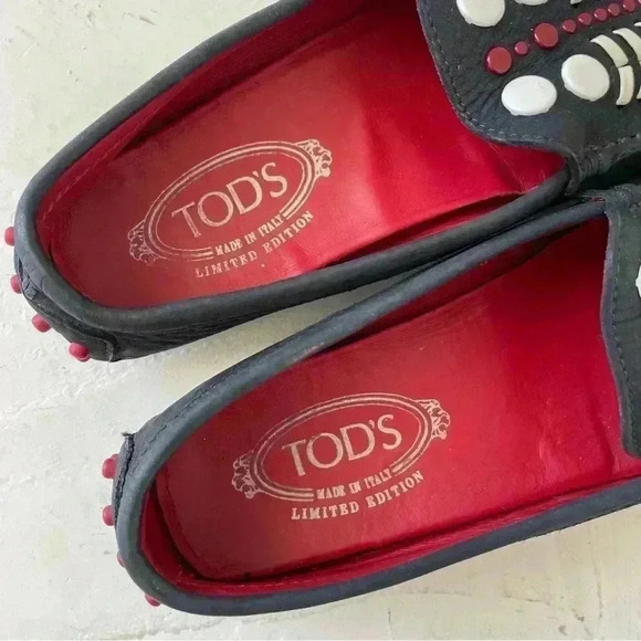 Tod's Gommini Embellished Suede Loafer Dark Navy Red Size 35 - Picture 12 of 12